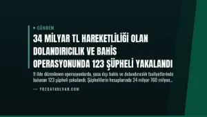 34 Milyar TL Hareketliliği Olan Dolandırıcılık ve Bahis Operasyonunda 123 Şüpheli Yakalandı