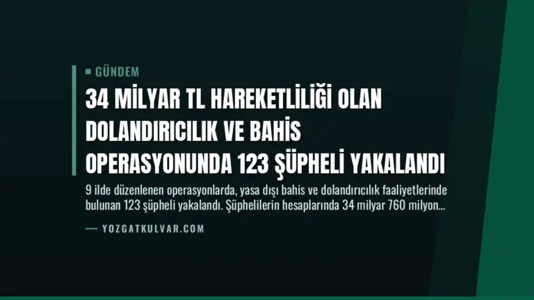 34 Milyar TL Hareketliliği Olan Dolandırıcılık ve Bahis Operasyonunda 123 Şüpheli Yakalandı