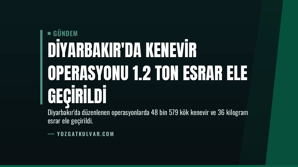Diyarbakır’da Kenevir Operasyonu 1.2 Ton Esrar Ele Geçirildi
