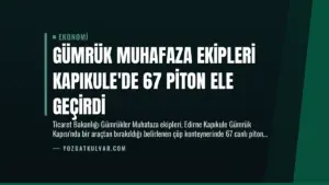 Gümrük Muhafaza Ekipleri Kapıkule’de 67 Piton Ele Geçirdi