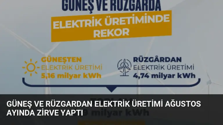 Güneş ve Rüzgardan Elektrik Üretimi Ağustos Ayında Zirve Yaptı