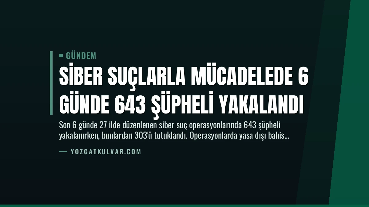 Siber Suçlarla Mücadelede 6 Günde 643 Şüpheli Yakalandı