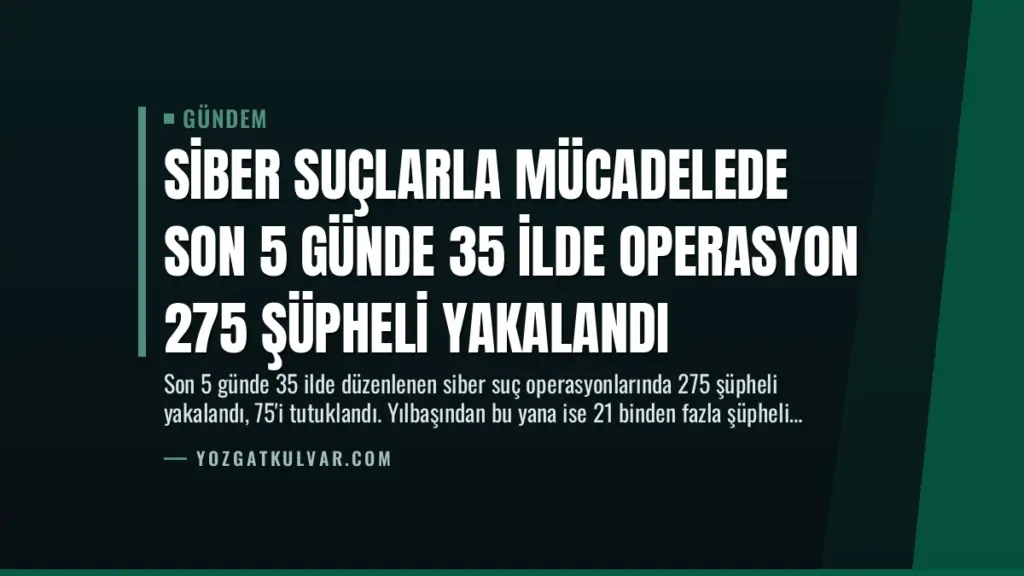 Siber Suçlarla Mücadelede Son 5 Günde 35 İlde Operasyon 275 Şüpheli Yakalandı
