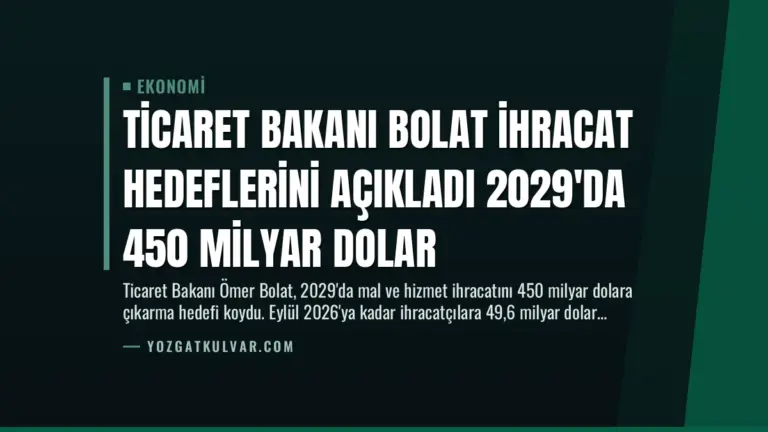 Ticaret Bakanı Bolat İhracat Hedeflerini Açıkladı 2029'da 450 Milyar Dolar
