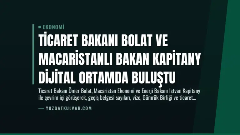 Ticaret Bakanı Bolat ve Macaristanlı Bakan Kapitany Dijital Ortamda Buluştu
