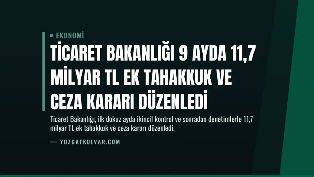 Ticaret Bakanlığı 9 Ayda 11,7 Milyar TL Ek Tahakkuk ve Ceza Kararı Düzenledi