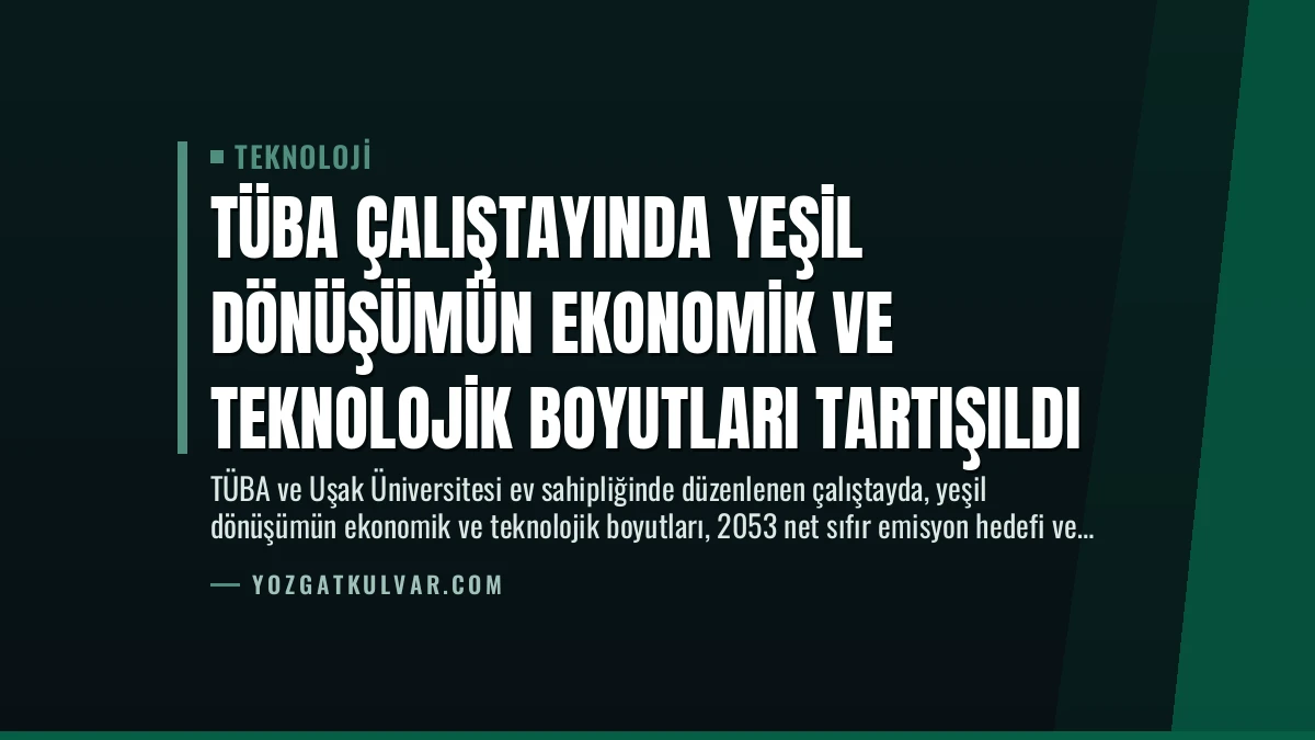 TÜBA Çalıştayında Yeşil Dönüşümün Ekonomik ve Teknolojik Boyutları Tartışıldı