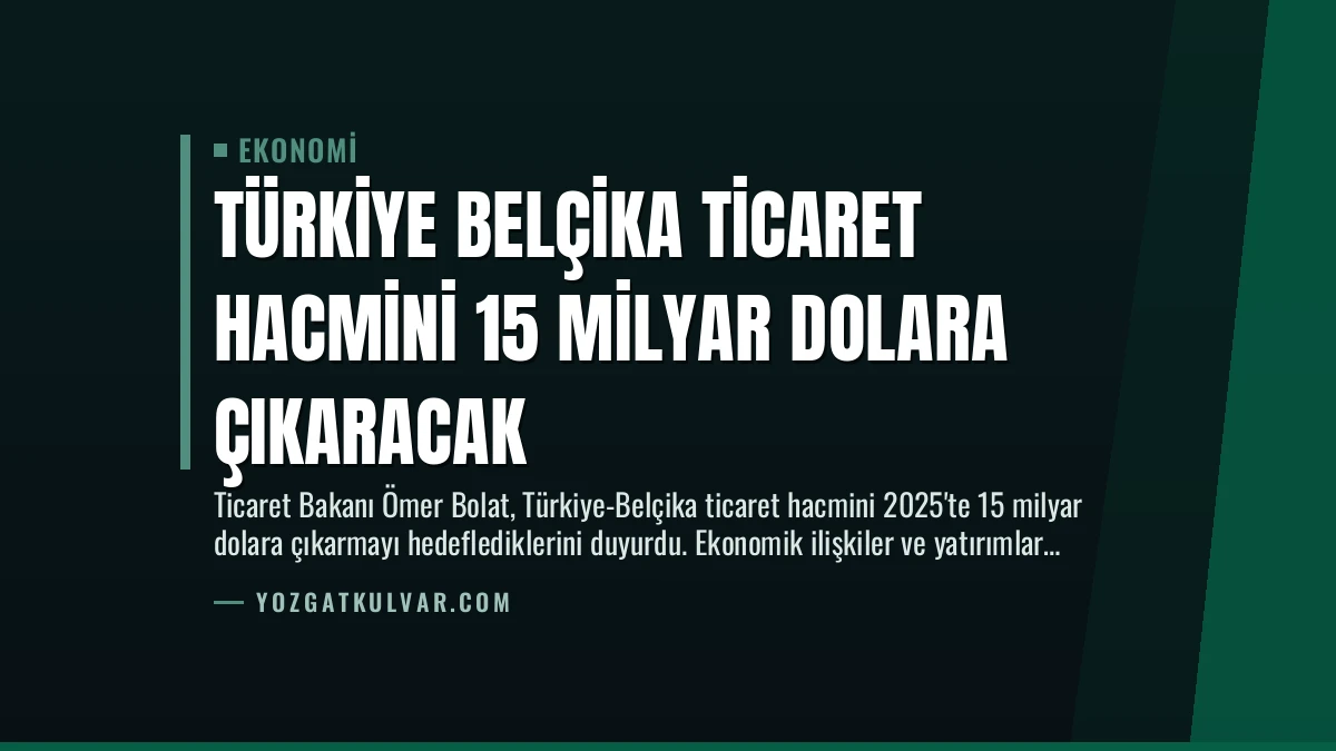 Türkiye Belçika Ticaret Hacmini 15 Milyar Dolara Çıkaracak