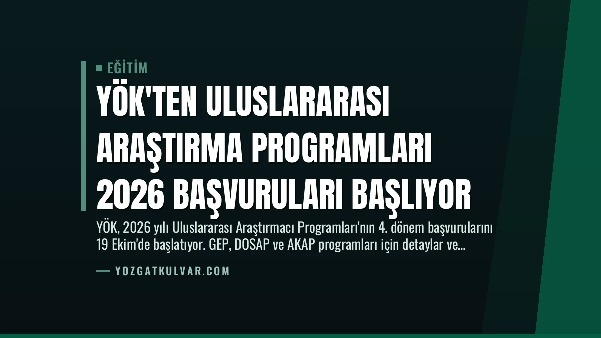 YÖK’ten Uluslararası Araştırma Programları 2026 Başvuruları Başlıyor